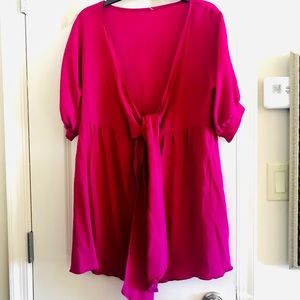 100% Silk flowy and low cut mini dress